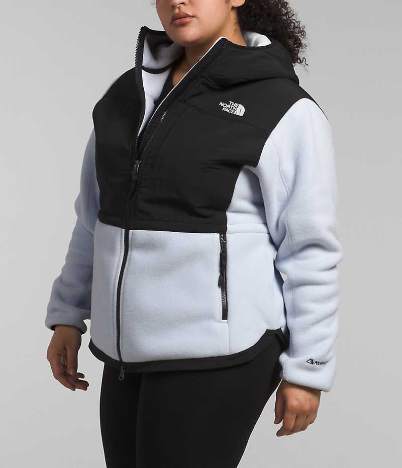 Black / White Women's The North Face Plus Denali Hoodie Fleece Jacket | IRELAND TULP