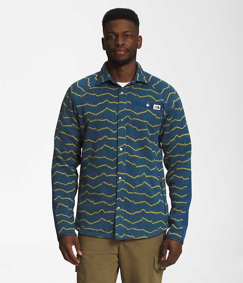 Blue Men\'s The North Face Printed Gordon Lyons Shacket Shirt | IRELAND STIH