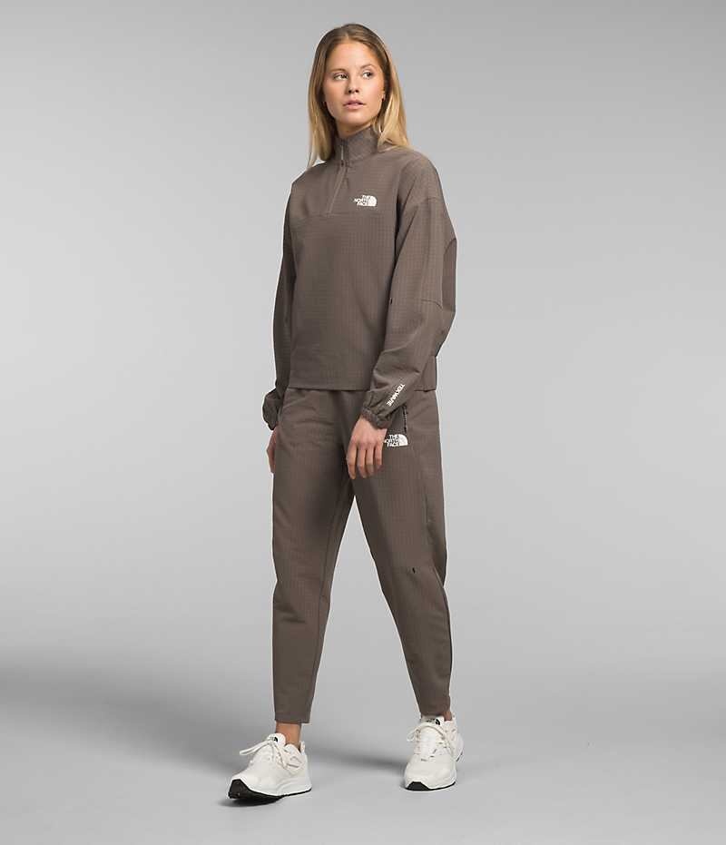 Brown Women's The North Face Tekware™ Grid 1/4 Zip Sweatshirt | DUBLIN MZQK