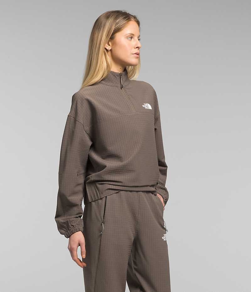 Brown Women's The North Face Tekware™ Grid 1/4 Zip Sweatshirt | DUBLIN MZQK