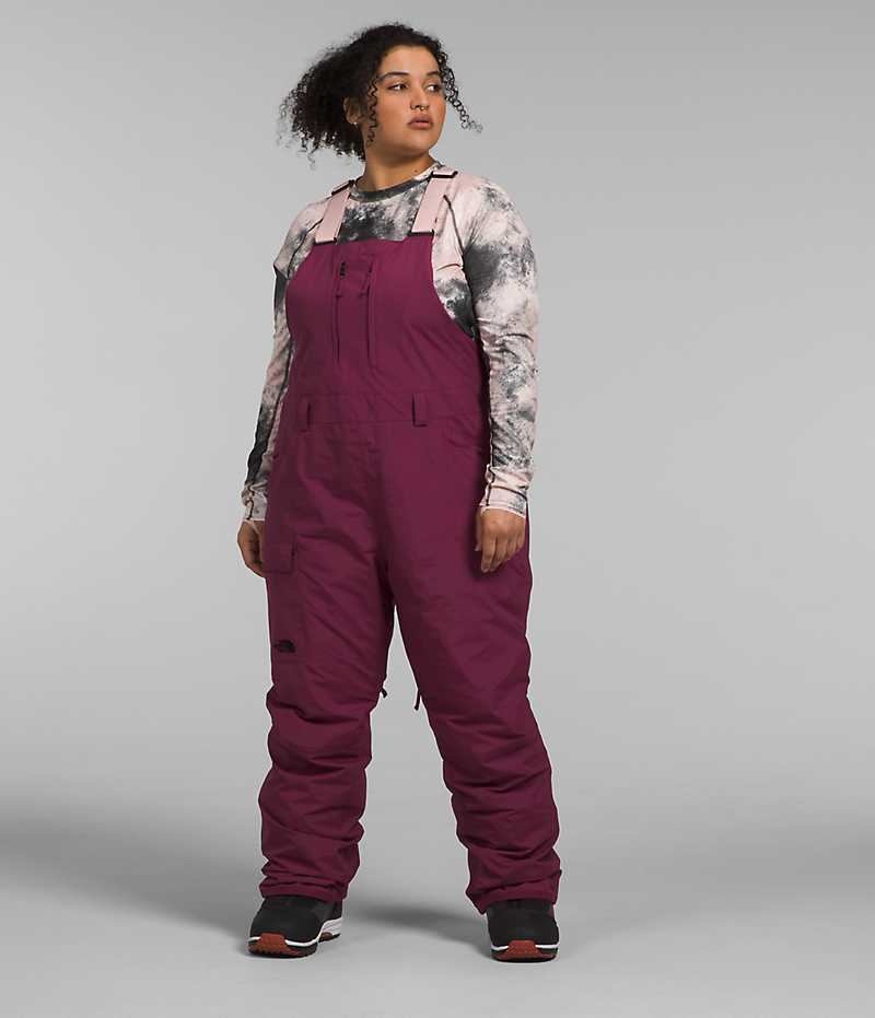 Burgundy Women\'s The North Face Plus Freedom Insulated Bib Pants | DUBLIN NFDO