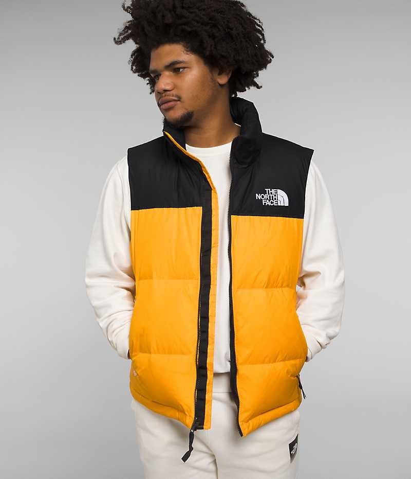 Gold / Black Men\'s The North Face 1996 Retro Nuptse Down Vest | DUBLIN MXOG