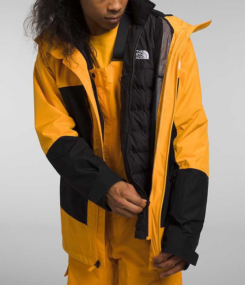 Gold / Black Men's The North Face ThermoBall™ Eco Snow Triclimate® Hooded Jacket | DUBLIN PEGU