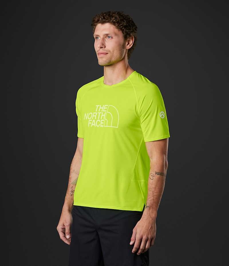 Green Men's The North Face Summit Series High Trail Run Short Sleeve T-Shirt | DUBLIN QISL