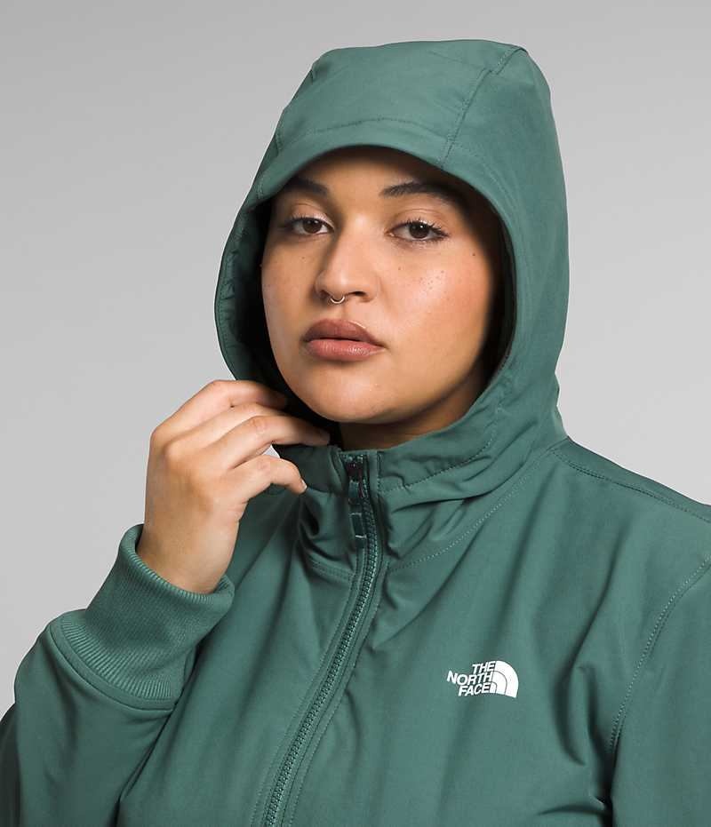 Green Women's The North Face Plus Shelbe Raschel Hoodie Softshell Jacket | IRELAND LAGW