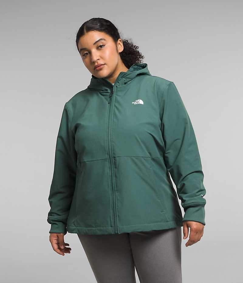 Green Women\'s The North Face Plus Shelbe Raschel Hoodie Softshell Jacket | IRELAND LAGW