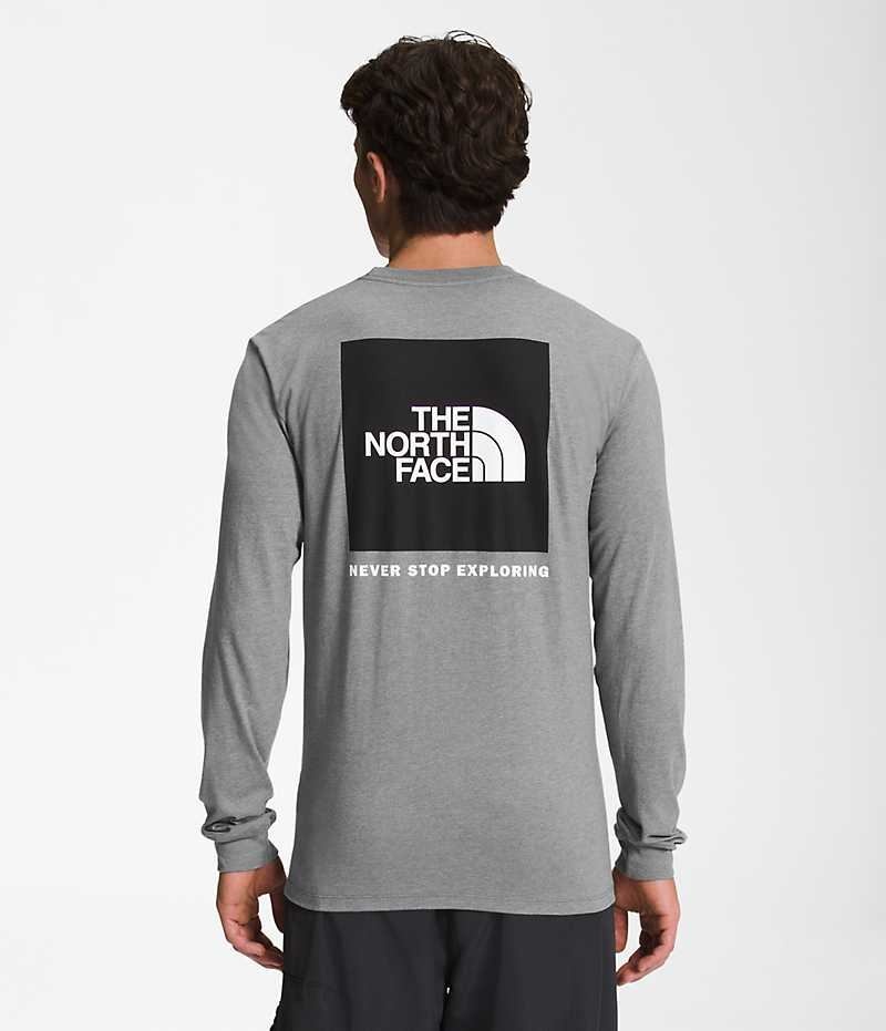 Grey Men\'s The North Face Long Sleeve Box NSE T-Shirt | DUBLIN ORGL