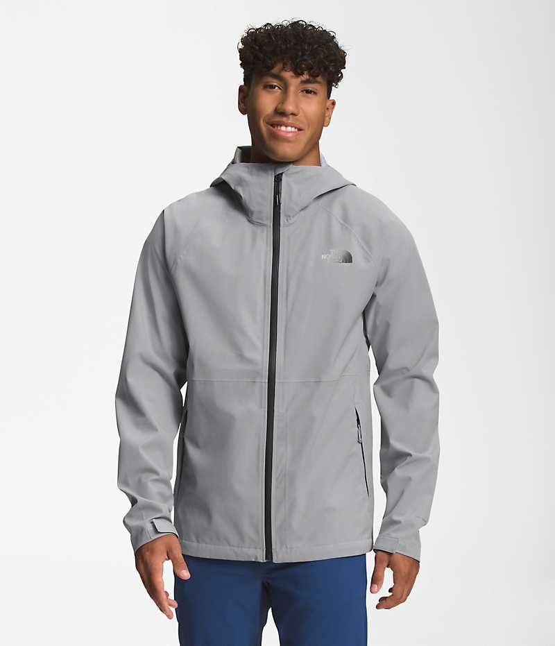 Grey Men\'s The North Face Valle Vista Stretch Rain Jacket | DUBLIN QZDA