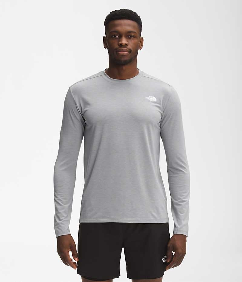 Grey Men\'s The North Face Wander Long Sleeve T-Shirt | DUBLIN BOJX