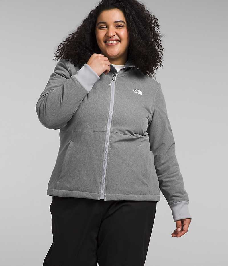 Grey Women\'s The North Face Plus Shelbe Raschel Hoodie Softshell Jacket | IRELAND BTFO