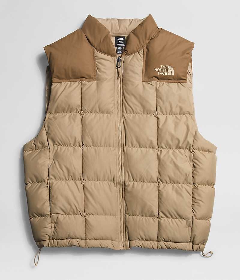 Khaki Men's The North Face Lhotse Reversible Down Vest | IRELAND LSNT