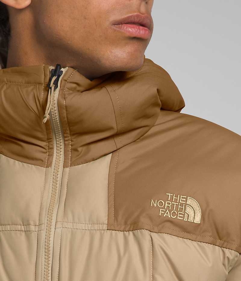 Khaki Men's The North Face Lhotse Reversible Hoodie Puffer Jacket | IRELAND XGRJ