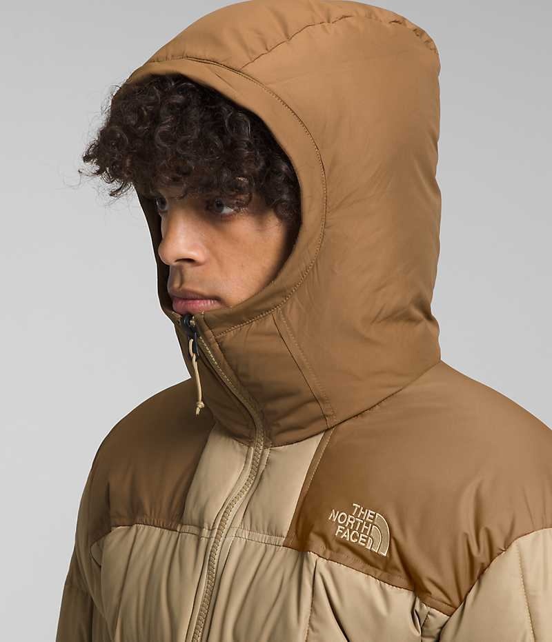 Khaki Men's The North Face Lhotse Reversible Hoodie Puffer Jacket | IRELAND XGRJ