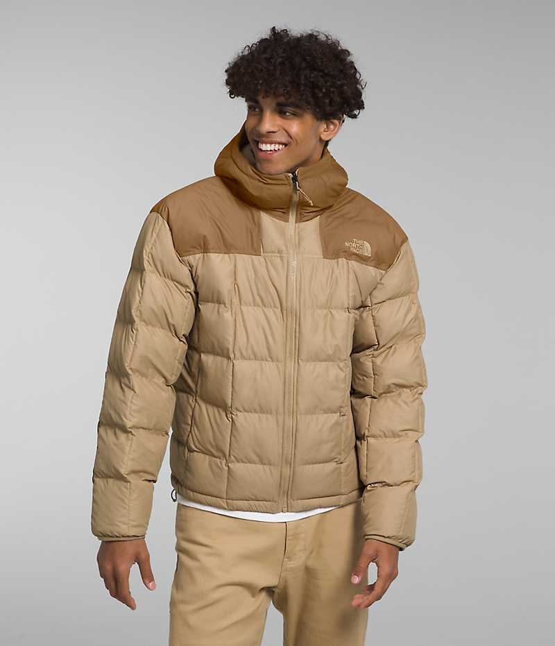 Khaki Men\'s The North Face Lhotse Reversible Hoodie Puffer Jacket | IRELAND XGRJ