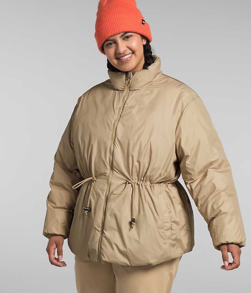 Khaki Women's The North Face Plus Lhotse Reversible Puffer Jacket | DUBLIN HQSC