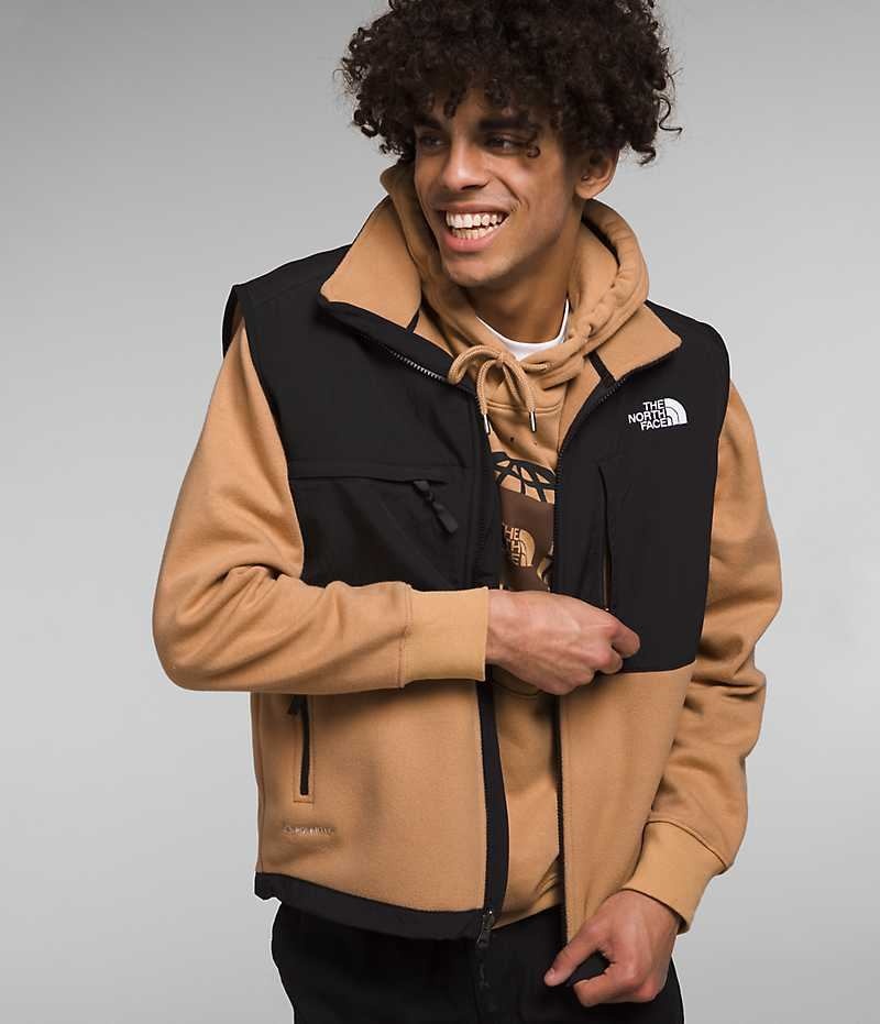 Khaki / Black Men's The North Face Denali Vest | DUBLIN RFOJ