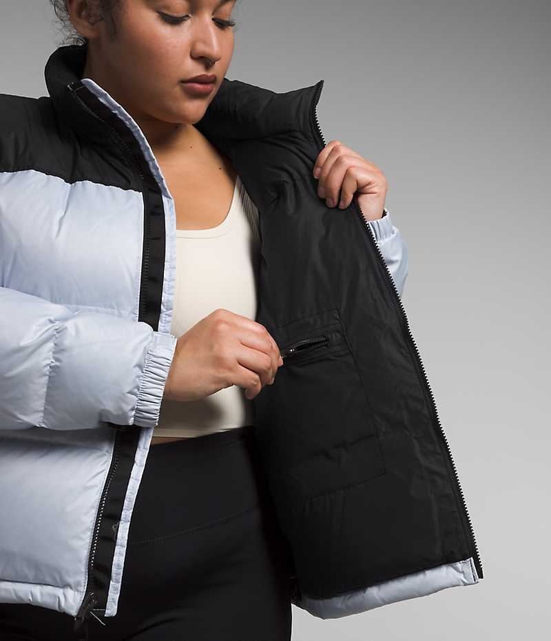 Light Blue / Black Women's The North Face Plus 1996 Retro Nuptse Puffer Jacket | IRELAND MDHC