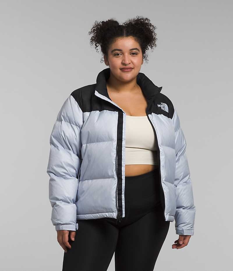 Light Blue / Black Women\'s The North Face Plus 1996 Retro Nuptse Puffer Jacket | IRELAND MDHC