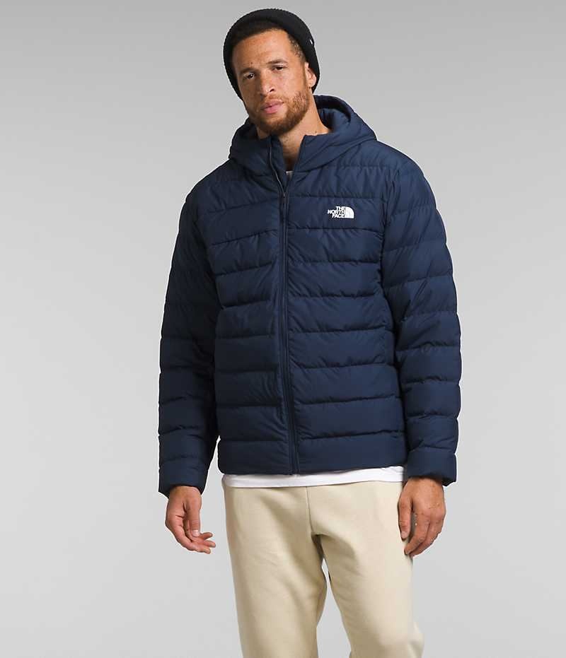 Navy Men\'s The North Face Big Aconcagua 3 Hoodie Puffer Jacket | DUBLIN QZGU