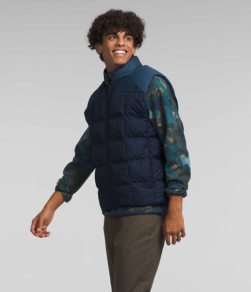 Navy Men's The North Face Lhotse Reversible Down Vest | DUBLIN GPNU