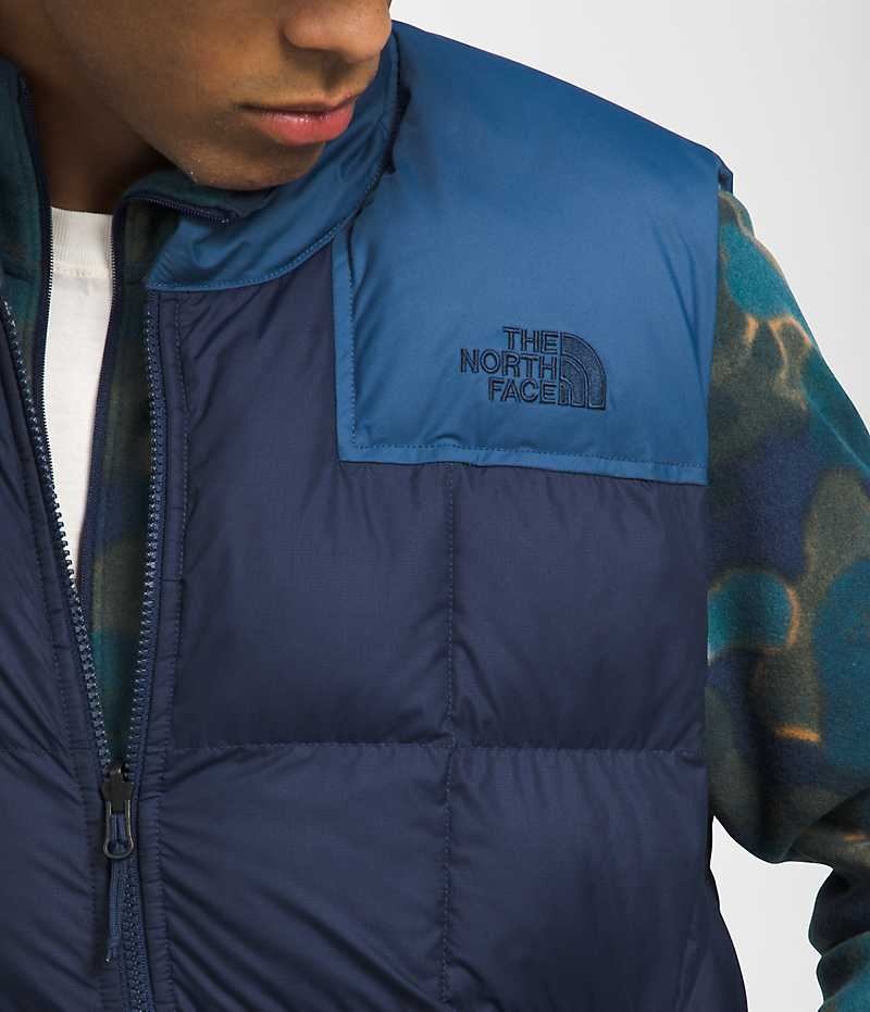 Navy Men's The North Face Lhotse Reversible Down Vest | DUBLIN GPNU