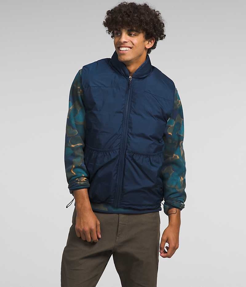 Navy Men's The North Face Lhotse Reversible Down Vest | DUBLIN GPNU