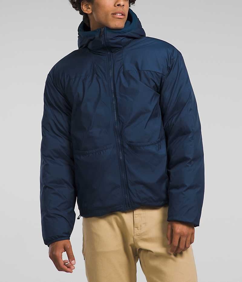 Navy Men's The North Face Lhotse Reversible Hoodie Puffer Jacket | DUBLIN KYMC