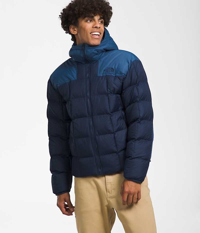 Navy Men\'s The North Face Lhotse Reversible Hoodie Puffer Jacket | DUBLIN KYMC