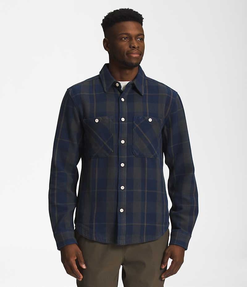 Navy Men\'s The North Face Valley Twill Flannel Shirt | DUBLIN MLAX