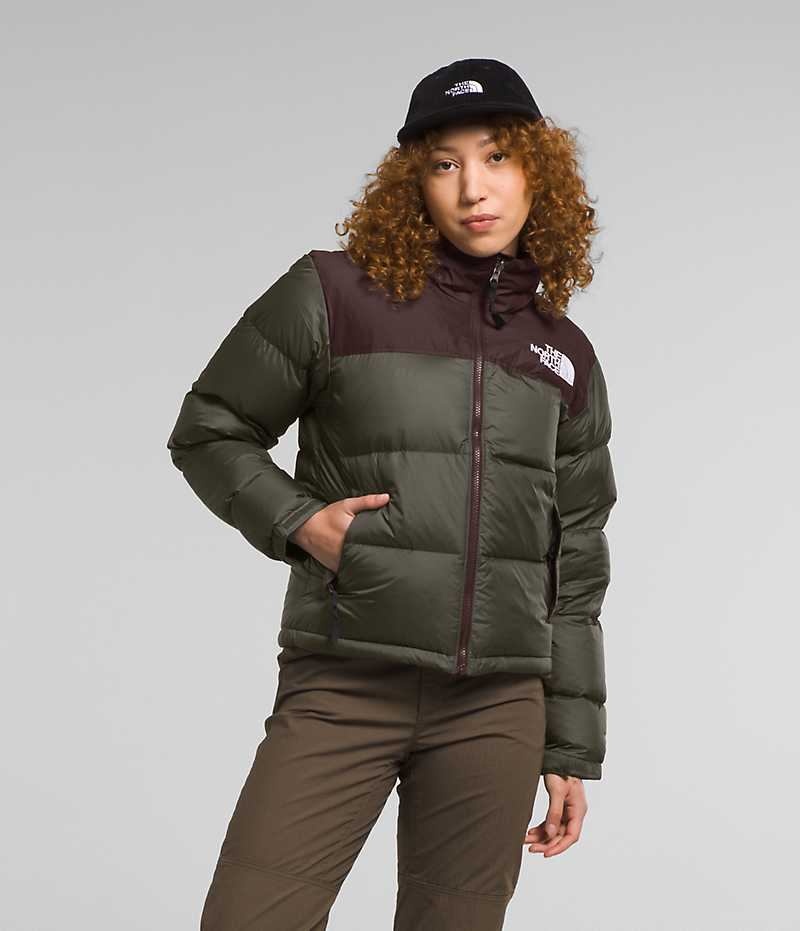 Olive Women\'s The North Face 1996 Retro Nuptse Puffer Jacket | IRELAND HCJY