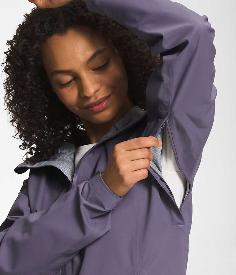 Purple Women's The North Face Valle Vista Stretch Rain Jacket | DUBLIN XTAN