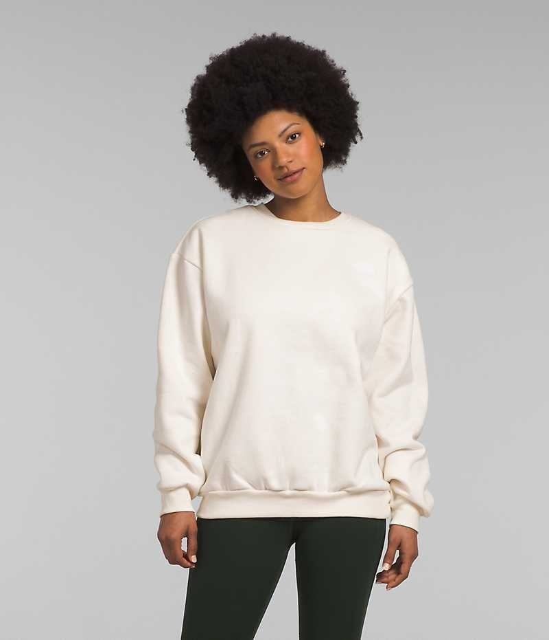 White Women\'s The North Face Felted Fleece Crew Pullover | IRELAND LUYA