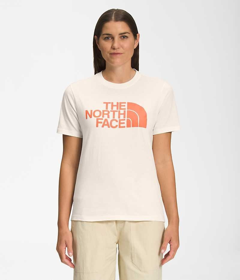 White Women\'s The North Face Short Sleeve Half Dome T-Shirt | IRELAND USKO