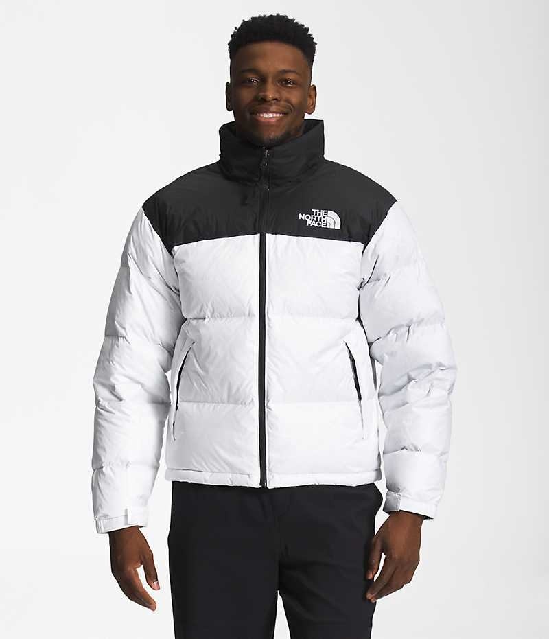 White / Black Men\'s The North Face 1996 Retro Nuptse Puffer Jacket | DUBLIN AGXZ