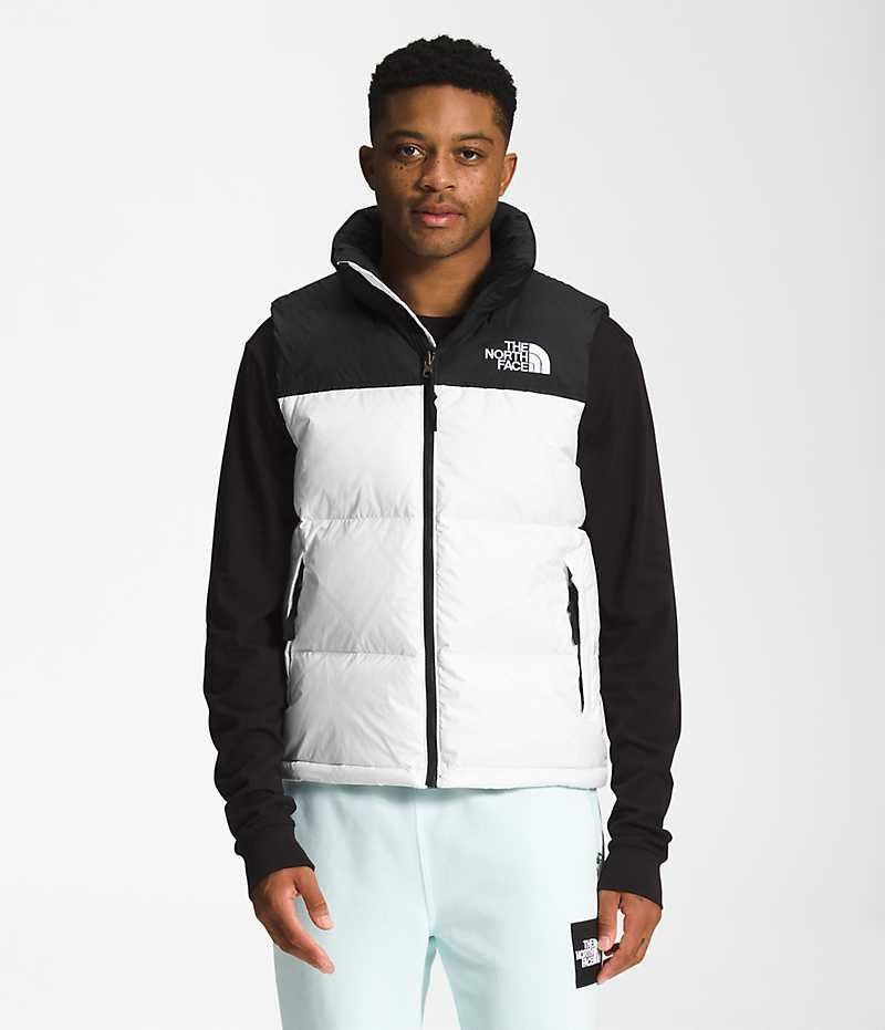 White / Black Men\'s The North Face 1996 Retro Nuptse Down Vest | DUBLIN MYOR