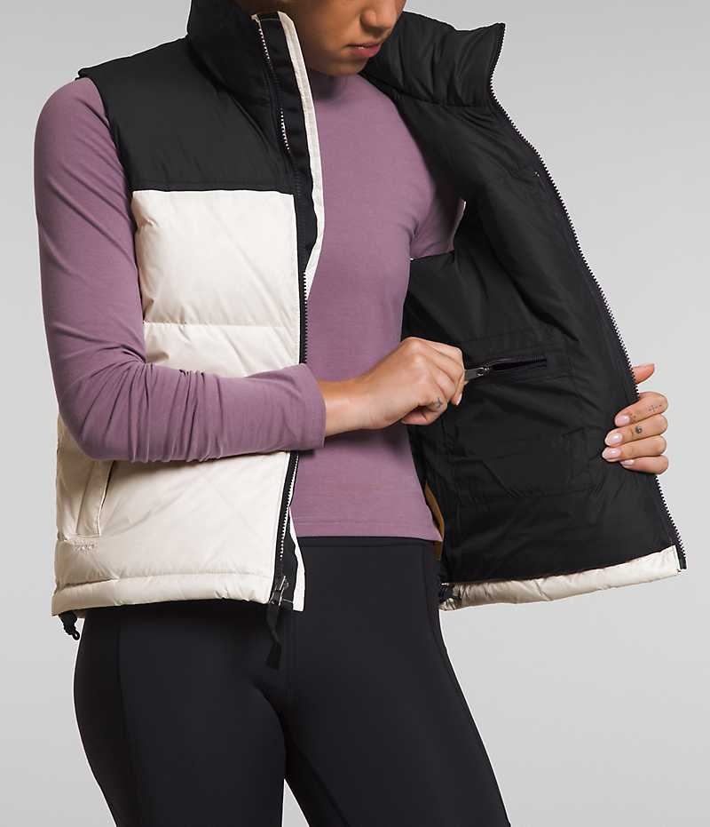 White / Black Women's The North Face 1996 Retro Nuptse Down Vest | DUBLIN WDMT