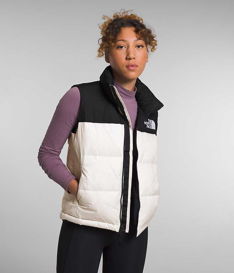 White / Black Women\'s The North Face 1996 Retro Nuptse Down Vest | DUBLIN WDMT