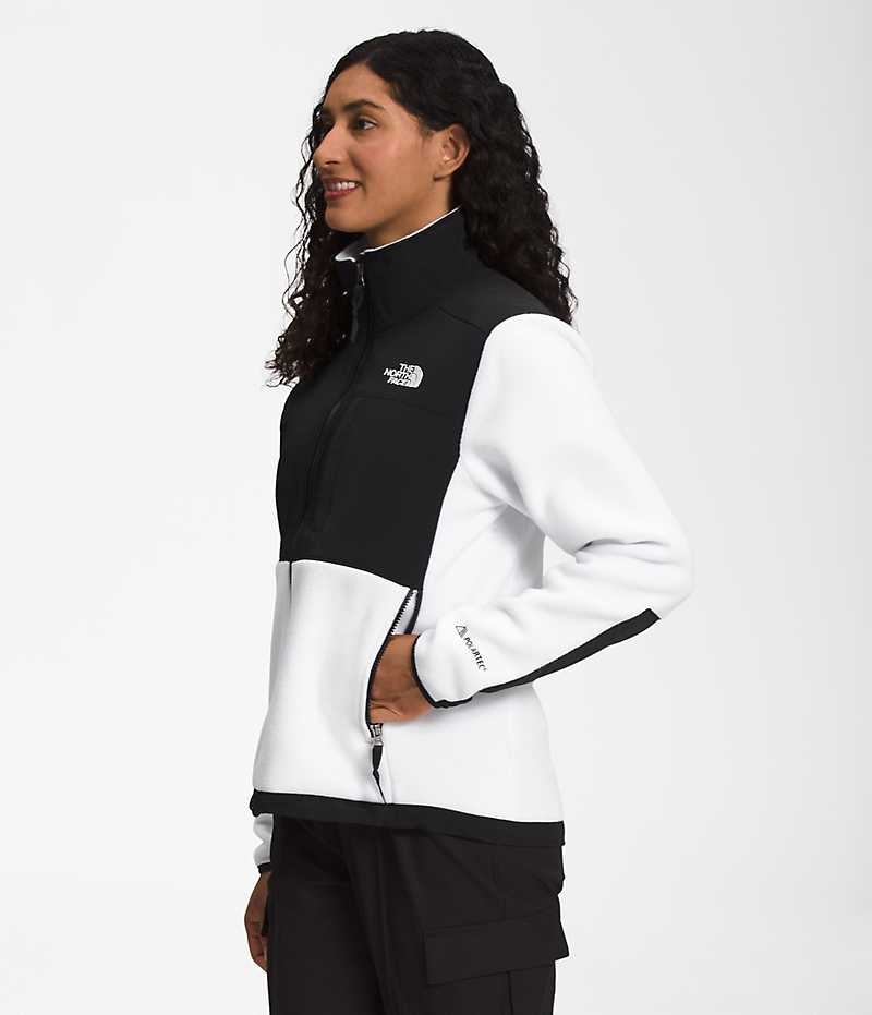 White / Black Women's The North Face Denali Fleece Jacket | DUBLIN LNBP